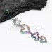 Rainbow Triple Hearts Sparkle Belly Button Ring