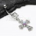 Shimmering Religious Patonce Cross Belly Button Ring
