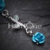 Bright Metal Rose Vine Dangle Belly Button Ring