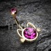 Golden Cat Face Silhouette Non Dangle Belly Button Ring
