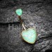 Golden Two Opal Hearts Belly Button Ring