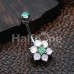 Admirable Glitter Opal Flower Belly Button Ring