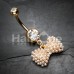 Golden Vintage Pearl Bow Tie Belly Button Ring
