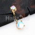 Golden Synthetic Moonstone Illuminating Prong Set Belly Button Ring