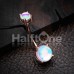 Rose Gold Synthetic Moonstone illuminating Prong Set Belly Button Ring