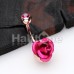 Rose Gold Bright Metal Rose Blossom Belly Button Ring