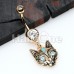 Golden Cleopatra Cat Belly Button Ring