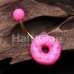 Golden Pink Donut Non Dangle Belly Button Ring