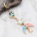 Golden Pastel Moon Star Belly Button Ring