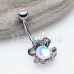 Synthetic Moonstone Clamshell Belly Button Ring
