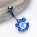 Colorline Synthetic Moonstone Clamshell Belly Button Ring