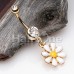 Golden One Daisy at a Time Dangle Belly Button Ring
