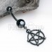 Black Pentacle Belly Button Ring