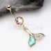 Golden Dolphin Tail Dangle Belly Button Ring