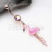Golden Pink Flamingo Dangle Belly Button Ring