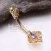 Golden Victorian Antique Heart Key Belly Button Ring