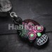 Vibrant Mayan Tribal Skull Belly Button Ring