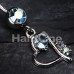 Sparkling Stone in Heart Dangle Belly Button Ring