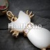 Golden Sassy White Kitty Cat Belly Button Ring