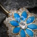Golden Azure Lotus Flower Belly Button Ring