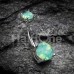 Opalescent Brilliant Sparkle Gem Prong Set Belly Button Ring