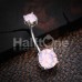 Opalescent Brilliant Sparkle Gem Prong Set Belly Button Ring