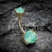 Golden Opalescent Brilliant Sparkle Gem Prong Set Belly Button Ring