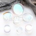 Luminous Moonstone Iridescent Flat Glass Double Flared Ear Gauge Plug
