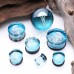 Blue Oceanic Jellyfish Glass Double Flared Plug