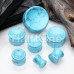 Concave Turquoise Howlite Stone Double Flared Ear Gauge Plug