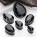 Faceted Single Side Glass Double Flared Tear Drop Ear Gauge Plug