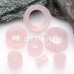 Pink Rose Quartz Stone Double Flared Eyelet Tunnel Ear Gauge Plug