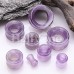 Amethyst Stone Double Flared Eyelet Tunnel Ear Gauge Plug