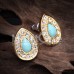 Golden Avice Turquoise Multi-Gem Ear Stud Earrings