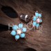 Rose Gold Turquoise Spring Flower Sparkle Ear Stud Earrings