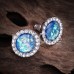 Round Crown Opal Jeweled Ear Stud Earrings