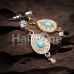 Golden CZ Dangle Avice Turquoise Multi-Gem Ear Stud Earrings