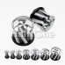 Black & White Pinwheel Stripes Acrylic Single Flared Plug