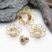 Golden Brass Bali Floral Filigree Ear Gauge Tunnel Plug