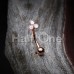 Rose Gold Triple Opal Cluster Curved Barbell Eyebrow Ring
