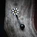 Black One Daisy at a Time Enamel Curved Barbell Eyebrow Ring