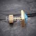 Golden Square Turquoise Pyramid Stone Steel Fake Plug Golden Square Turquoise Pyramid Stone Steel Fake Plug