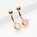 Golden Opal Gem Double Stone Ball Steel Belly Button Ring