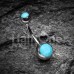 Turquoise Double Ball Inlay Belly Button Ring