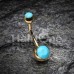 Golden Turquoise Double Ball Inlay Belly Button Ring