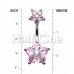Cubic Zirconia Sparkle Pearl Bead Flower Belly Button Ring