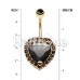 Extravagant Cubic Zirconia  Heart Gem Belly Button Ring