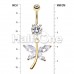Golden Dazzling Butterfly Cubic Zirconia Belly Button Ring