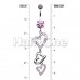 Curved Hearts Sparkle Cubic Zirconia Belly Button Ring