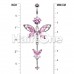 Long Shimmering Butterfly Sparkle Cubic Zirconia Belly Button Ring 
